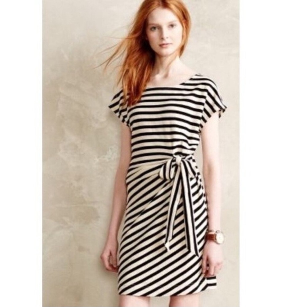 Anthropologie Saturday Striped Side Tie Yael Dress Sz XS
